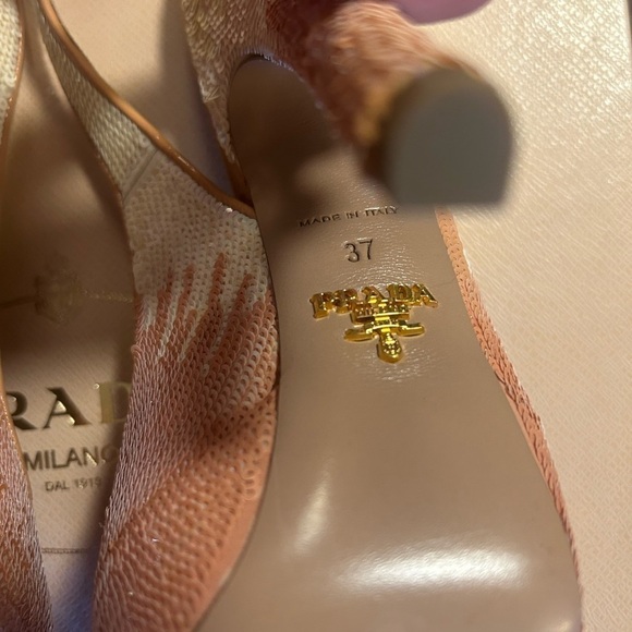 Prada Milano sequence palillette open toe sling back platform high heel - Picture 13 of 15